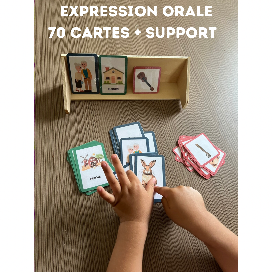 Cartes expression orale + support bois