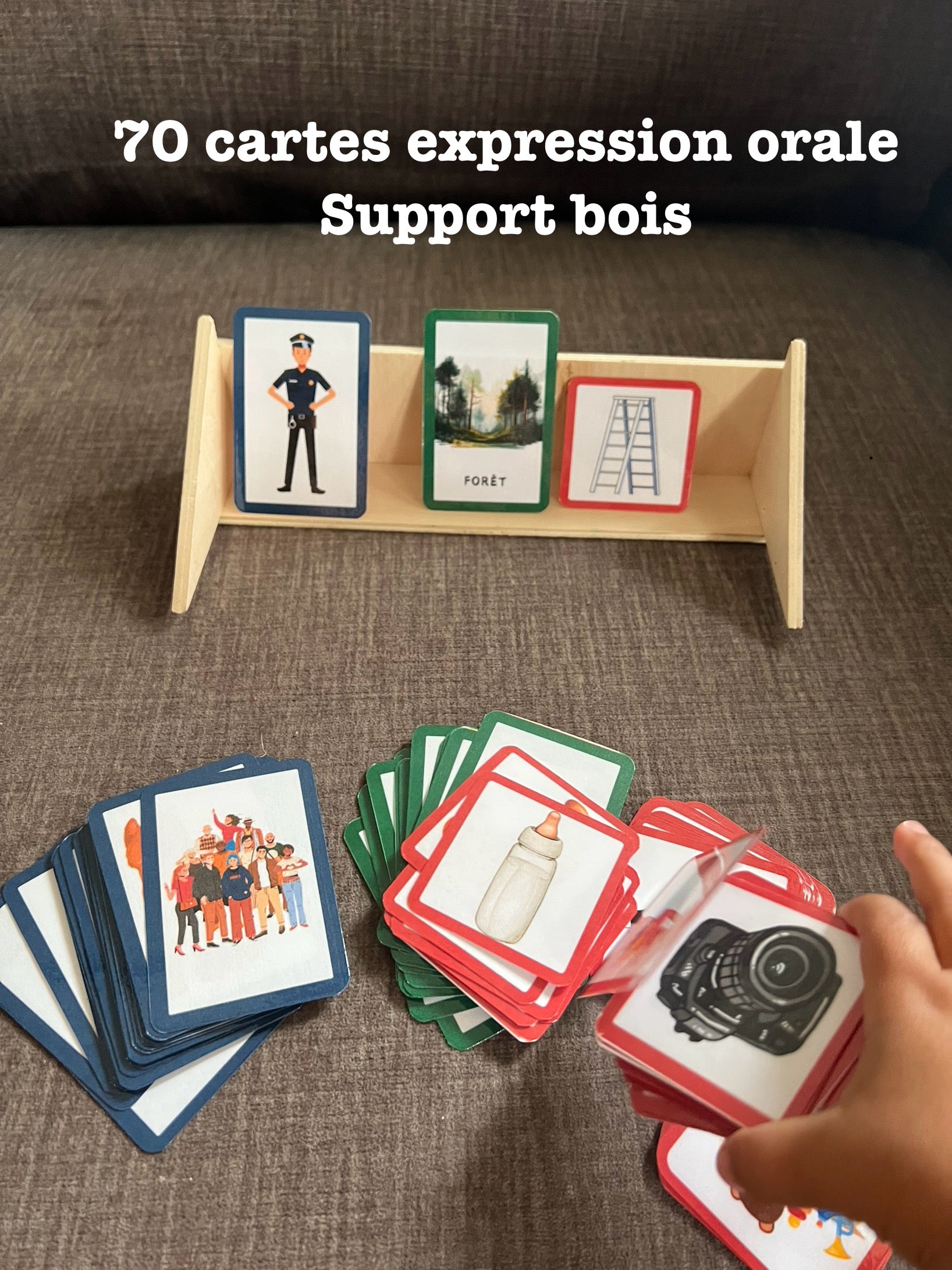 Cartes expression orale + support bois